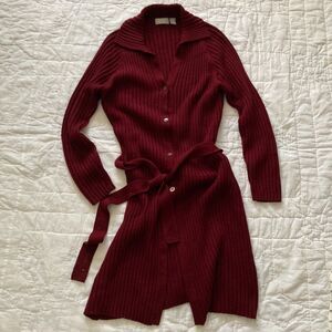 Y2K Old Navy Long Knit Burgundy Cardigan Duster Sweater Dark Academia - Size XL